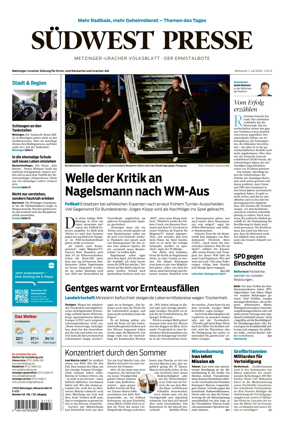 Cover of Sudwest Presse - Metzinger Uracher Volksblatt - Der Ermstalbote