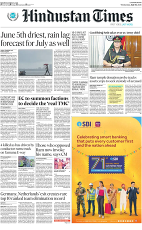 Cover of Hindustan Times (East UP)