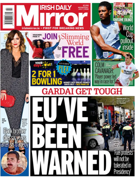 Cover of Irish Daily Mirror