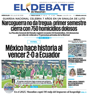 Cover of El Debate de Mazatlan