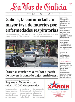 Cover of La Voz de Galicia (Ourense)