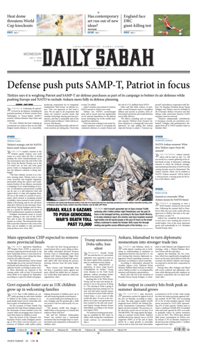 Cover of Daily Sabah (Turkey)