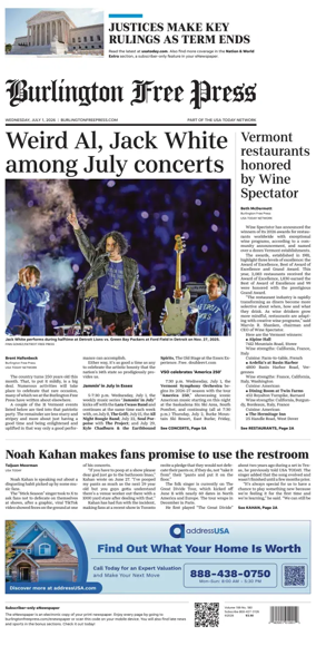 Cover of Burlington Free Press