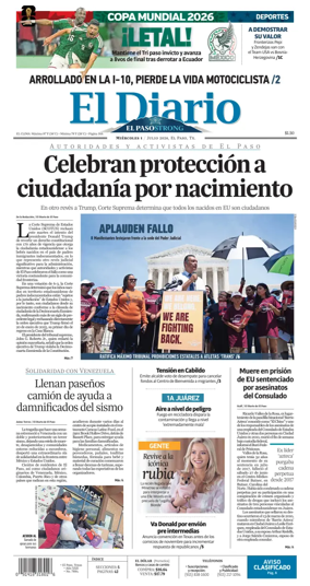 Cover of El Diario de El Paso