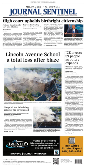 Cover of Milwaukee Journal Sentinel
