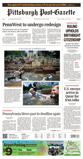 Cover of Pittsburgh Post-Gazette