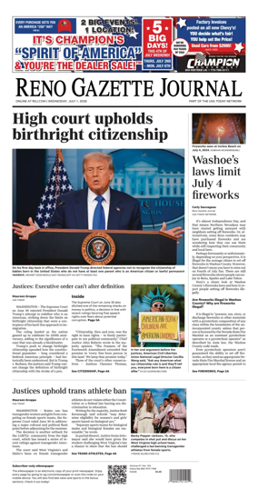 Cover of Reno Gazette Journal