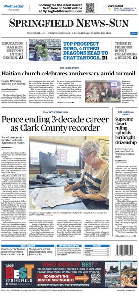Cover of Springfield News-Sun