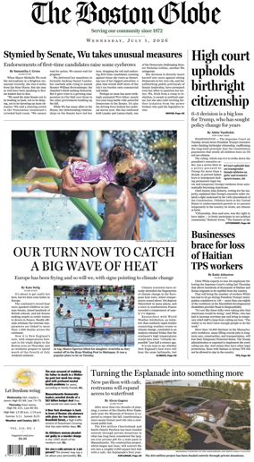 Cover of The Boston Globe