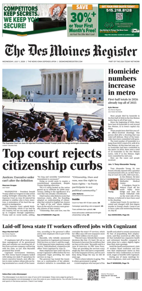 Cover of The Des Moines Register