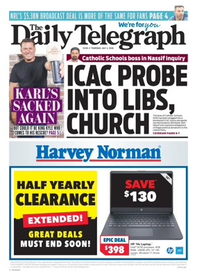 Cover of The Daily Telegraph (Sydney)
