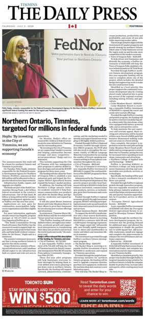 Cover of The Daily Press (Timmins)