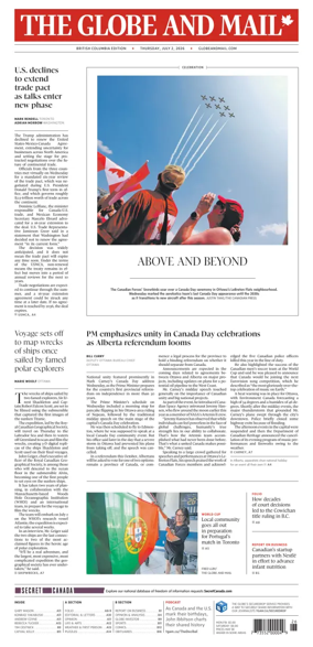 Cover of The Globe and Mail (BC Edition)