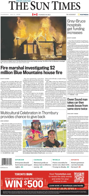 Cover of The Sun Times (Owen Sound)