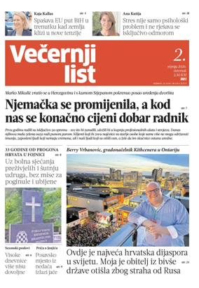 Cover of Vecernji list BiH