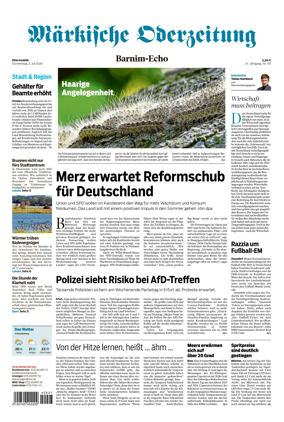 Cover of Markische Oderzeitung Eberswalde