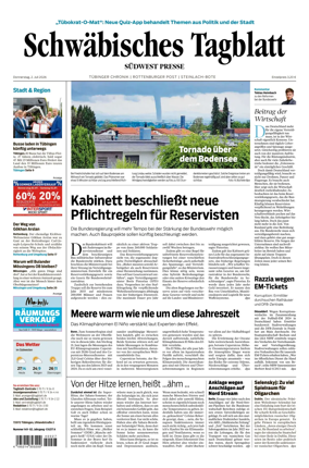 Cover of Schwabisches Tagblatt - Tubinger Chronik