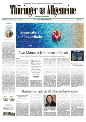 Cover of Thuringer Allgemeine (Arnstadt und Ilmenauz)