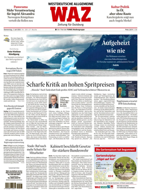 Cover of Westdeutsche Allgemeine Zeitung (Duisburg)