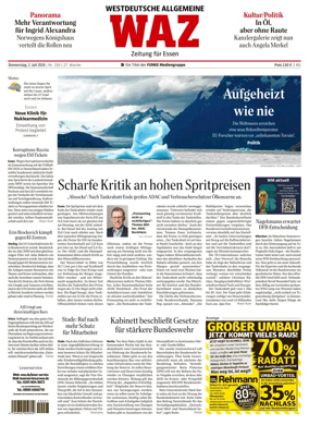 Cover of Westdeutsche Allgemeine Zeitung (Essen)