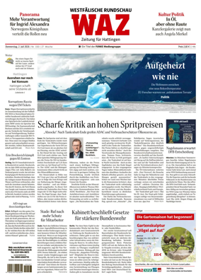 Cover of Westdeutsche Allgemeine Zeitung (Hattingen)