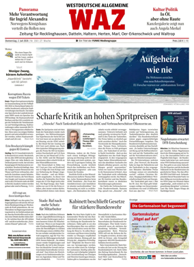 Cover of Westdeutsche Allgemeine Zeitung (Recklinghausen)