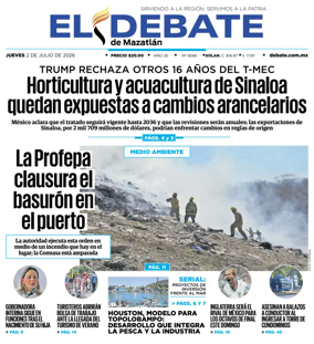 Cover of El Debate de Mazatlan