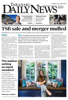 Cover of Taranaki Daily News