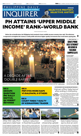 Cover of Philippine Daily Inquirer