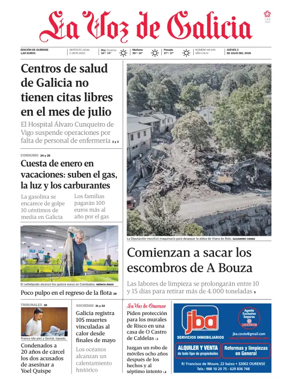 Cover of La Voz de Galicia (Ourense)