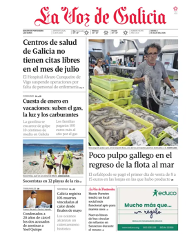 Cover of La Voz de Galicia (Pontevedra)