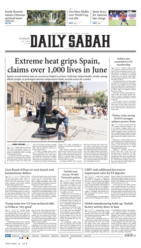 Cover of Daily Sabah (Turkey)