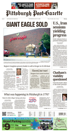 Cover of Pittsburgh Post-Gazette