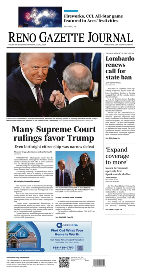 Cover of Reno Gazette Journal