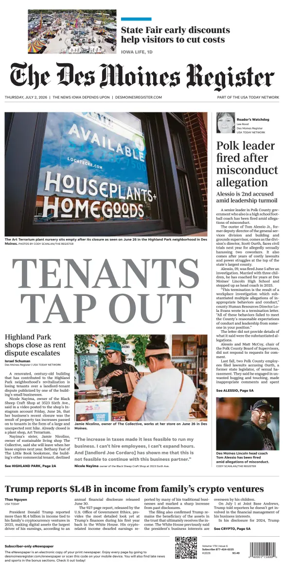 Cover of The Des Moines Register