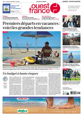 Cover of Ouest-France (Quimper Centre-Finistere)