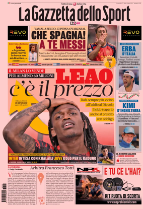 Cover of La Gazzetta dello Sport