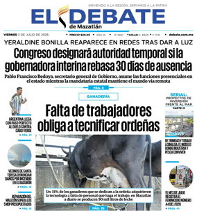 Cover of El Debate de Mazatlan