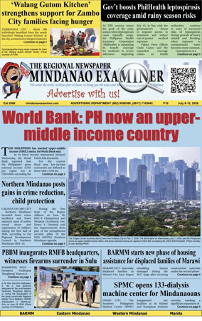 Cover of The Mindanao Examiner Regional Newspaper