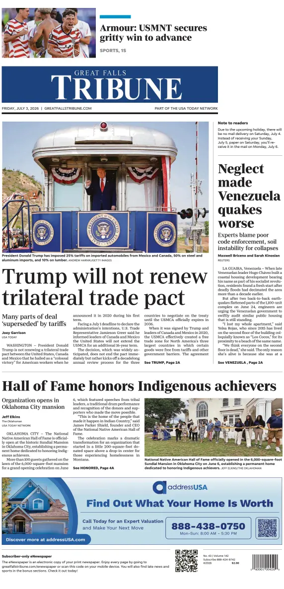 Cover of Great Falls Tribune