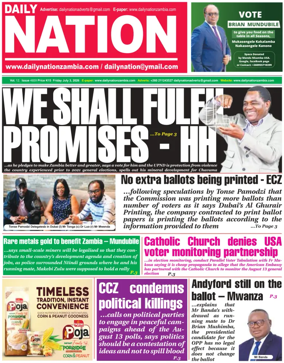 Cover of Daily Nation Newspaper