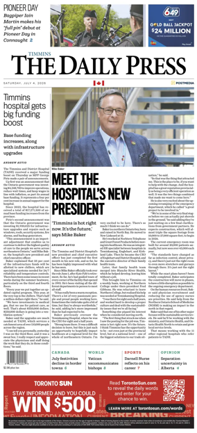 Cover of The Daily Press (Timmins)