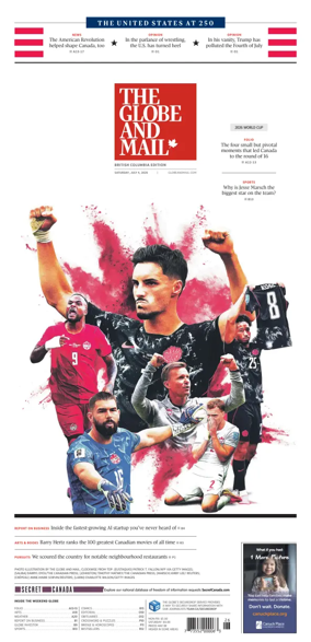 Cover of The Globe and Mail (BC Edition)