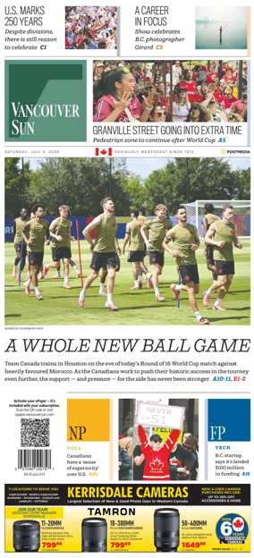 Cover of Vancouver Sun