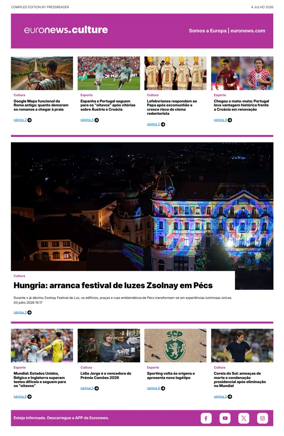 Cover of Euronews Culture and Sport (Portuguese)