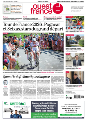 Cover of Ouest France (La Roche-sur-Yon - Fontenay-le-Comte)