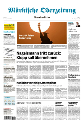 Cover of Markische Oderzeitung Bernau