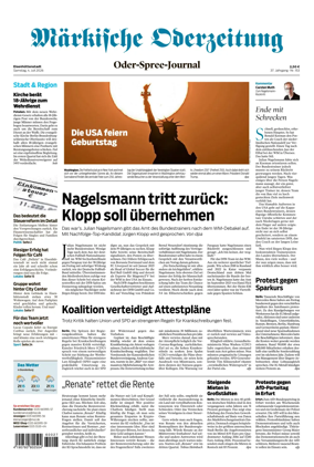 Cover of Markische Oderzeitung Eisenhuttenstadt