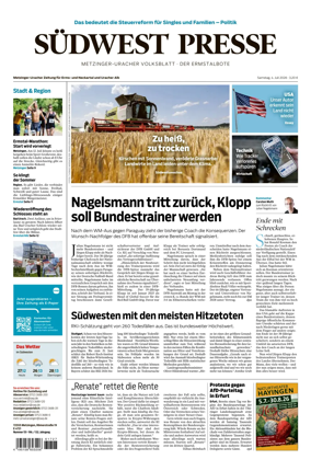 Cover of Sudwest Presse - Metzinger Uracher Volksblatt - Der Ermstalbote