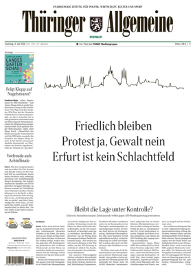 Cover of Thuringer Allgemeine (Eisenach)